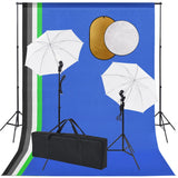 Vidaxl Photo Studio Set med lamper, paraplyer, baggrund og reflektor