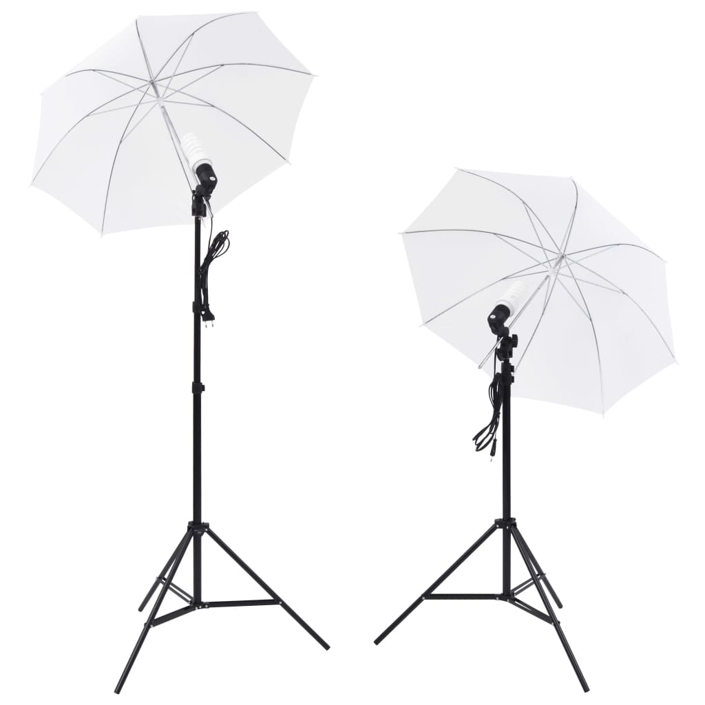 Vidaxl Photo Studio Set med lamper, paraplyer, baggrund og reflektor