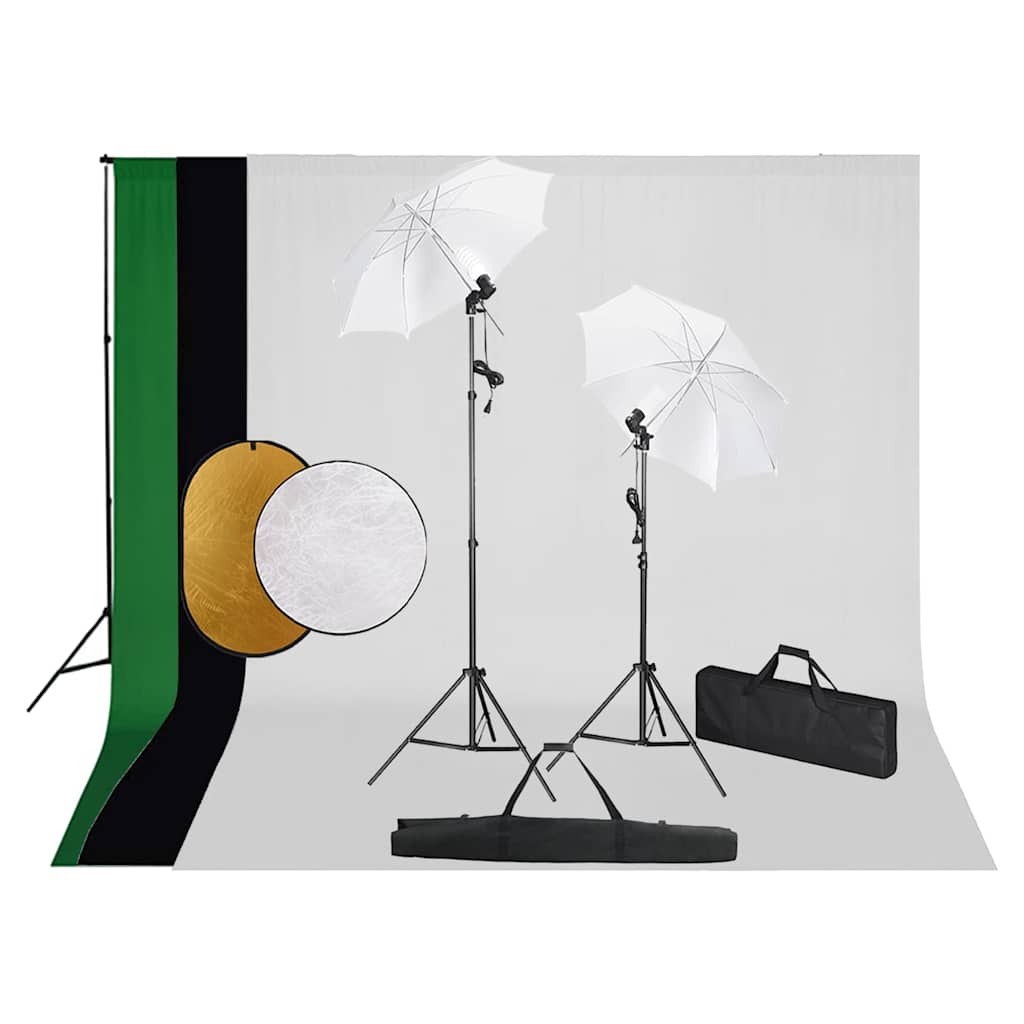 Vidaxl Photo Studio Set mit Lampen, Regenschirmen, Hintergrund und Reflektor