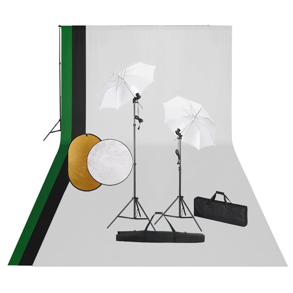 Vidaxl Photo Studio Set med lamper, baggrund og reflektor