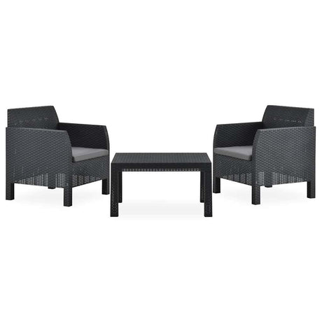 Vidaxl 3-delige loungeset met kussens pp rattan antracietkleurig