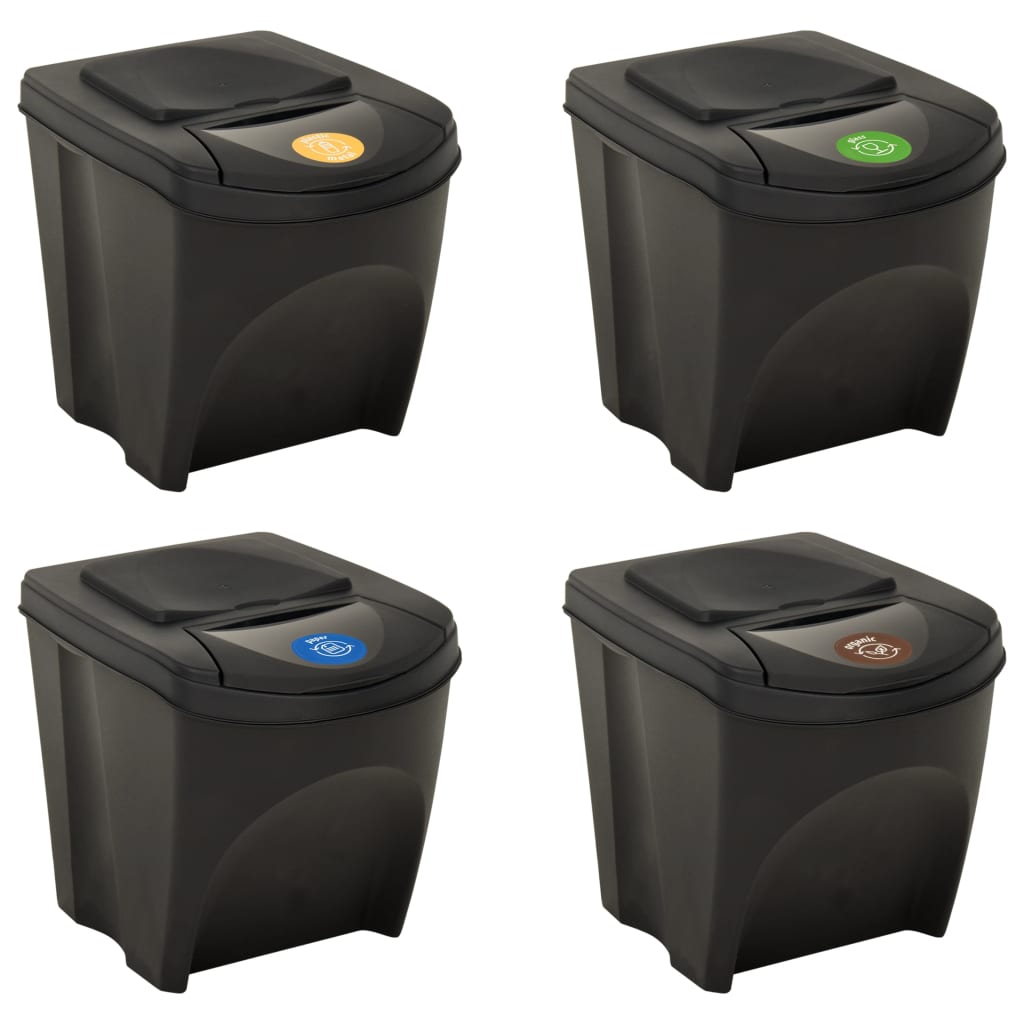 Vidaxl Garbage Cans 4 ST Stackable 100 L antracyt -coloed