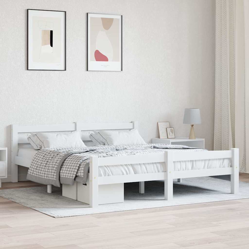 Vidaxl bedframe massief grenenhout wit 160x200 cm