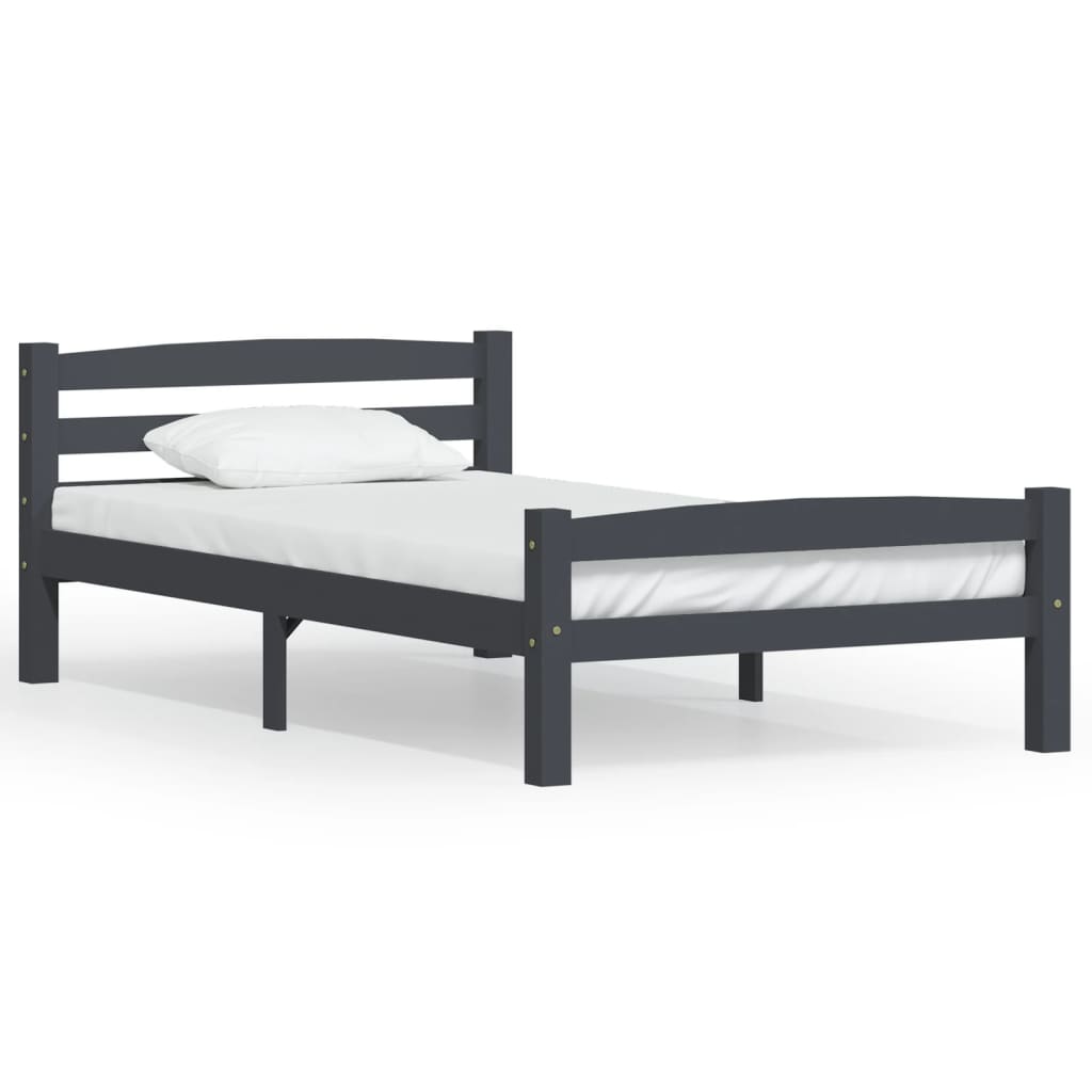Vidaxl bedframe massief grenenhout donkergrijs 100x200 cm