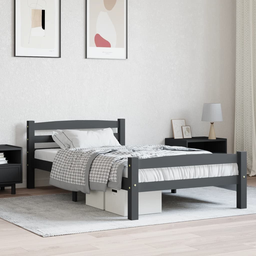 Vidaxl bedframe massief grenenhout donkergrijs 100x200 cm