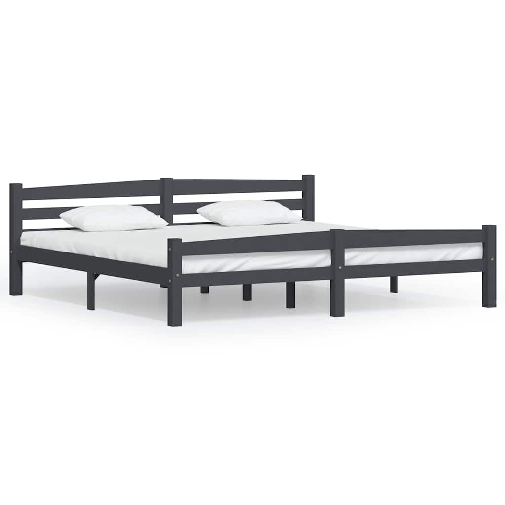 Vidaxl bedframe massief grenenhout donkergrijs 200x200 cm