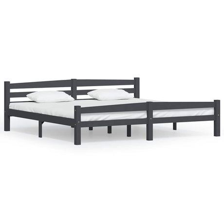 Vidaxl bedframe massief grenenhout donkergrijs 200x200 cm