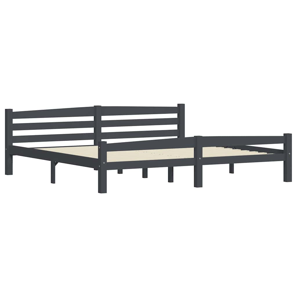 Vidaxl bedframe massief grenenhout donkergrijs 200x200 cm