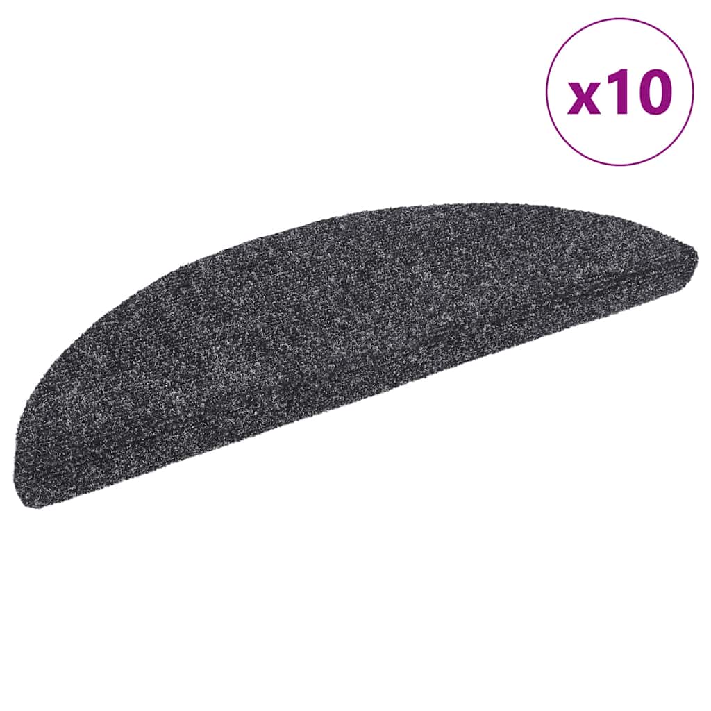 Vidaxl Treppenmatten Selbstadhäsiv 10 Teile 56x17x3 cm dunkelgraue Hemisphäre