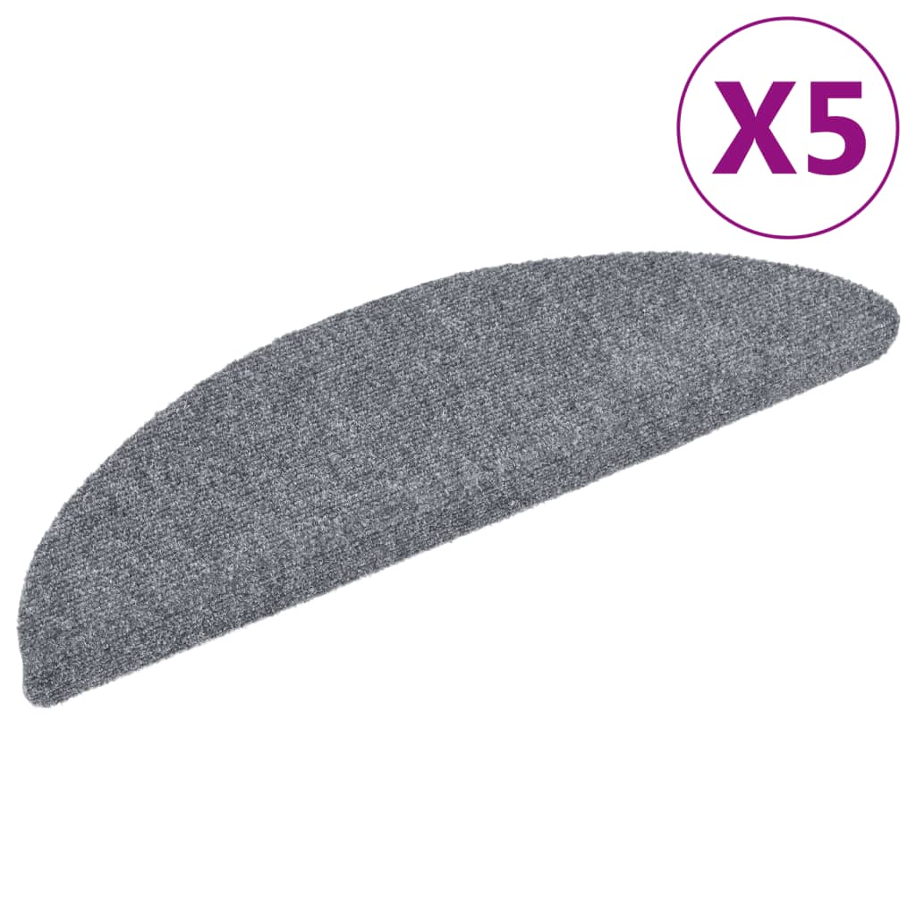 Vidaxl Stair Mats auto-adhésif 5 ST 56x17x3 cm aiguille en feutre gris clair