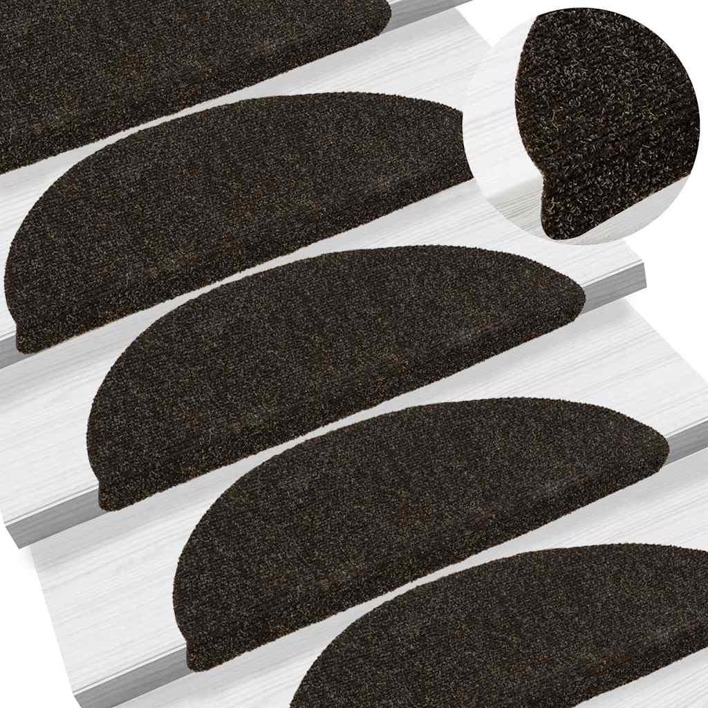 Vidaxl Treppenmatten Selbstadhäsiv 10 ST 56x17x3 cm dunkelbraune Hemisphäre