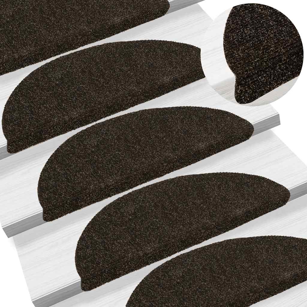 Vidaxl Treppenmatten Selbstadhäsiv 10 ST 56x17x3 cm dunkelbraune Hemisphäre