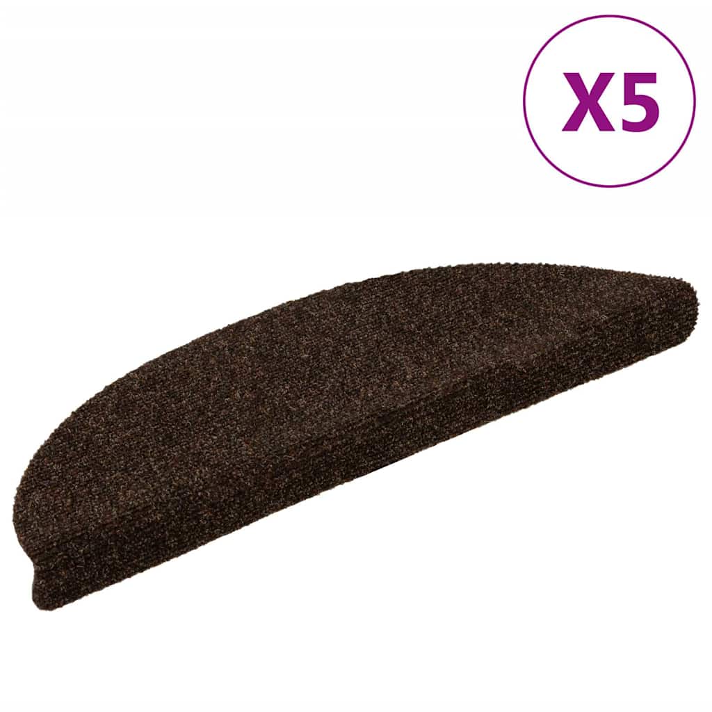 Vidaxl -Treppenmatten Selbstadhäsiv 5 Teile 56x17x3 cm Brown Semi -Rounds