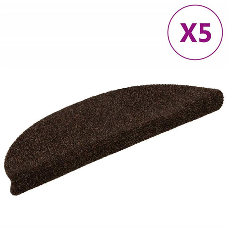Vidaxl -Treppenmatten Selbstadhäsiv 5 Teile 56x17x3 cm Brown Semi -Rounds
