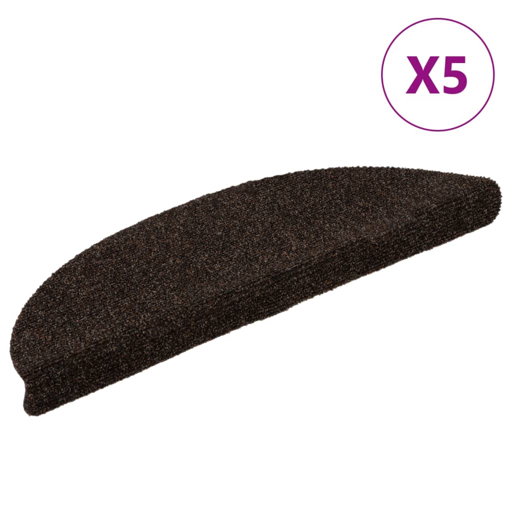 Vidaxl stair mats self -adhesive 5 st 56x17x3 cm needle felt brown