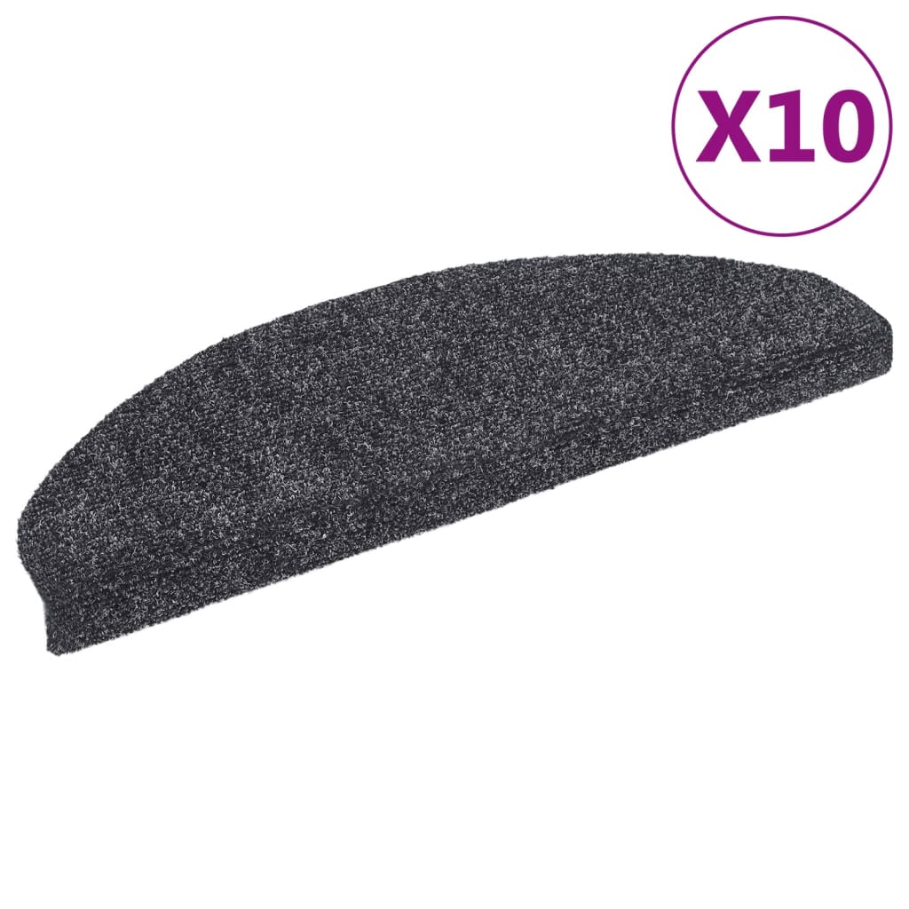 Vidaxl -Treppenmatten Selbstadhäsiv 10 ST 65x21x4 cm dunkelgraue Hemisphäre groß