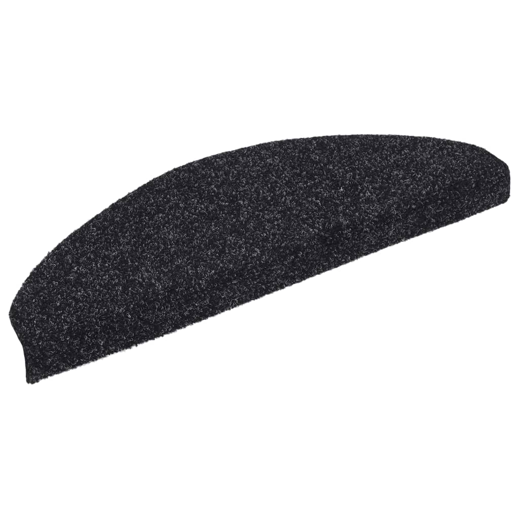 Vidaxl -Treppenmatten selbstadhäsiv 5 Stücke 65x21x4 cm schwarze Halbschritte groß