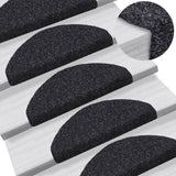 Vidaxl -Treppenmatten selbstadhäsiv 5 Stücke 65x21x4 cm schwarze Halbschritte groß