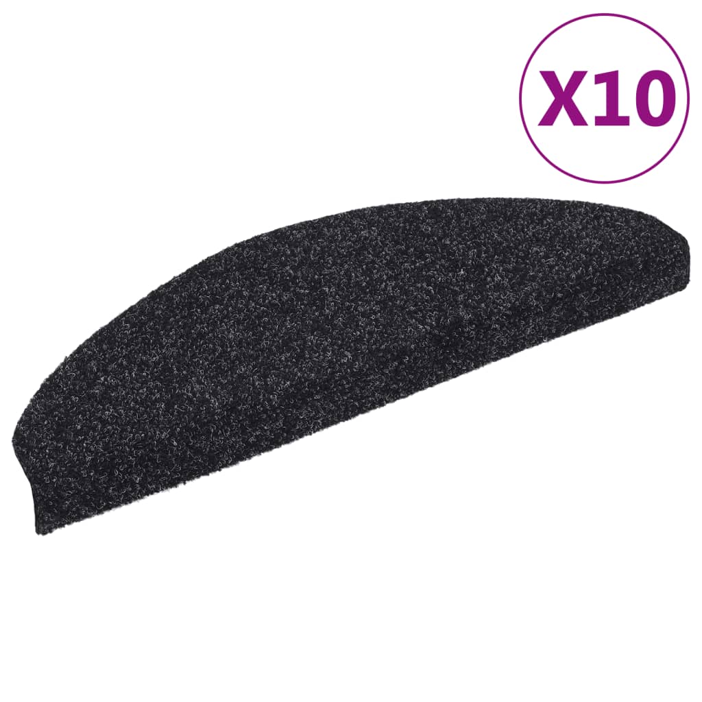 Esteras de escalera de Vidaxl autoadhesivo 10 pcs 65x21x4 cm aguja de fieltro negro