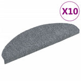 Vidaxl -Treppenmatten Selbstadhäsiv 10 Stcs 65x21x4 cm hellgraue Hemisphäre groß