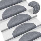 Vidaxl stair mats self -adhesive 10 pcs 65x21x4 cm needle felt light gray