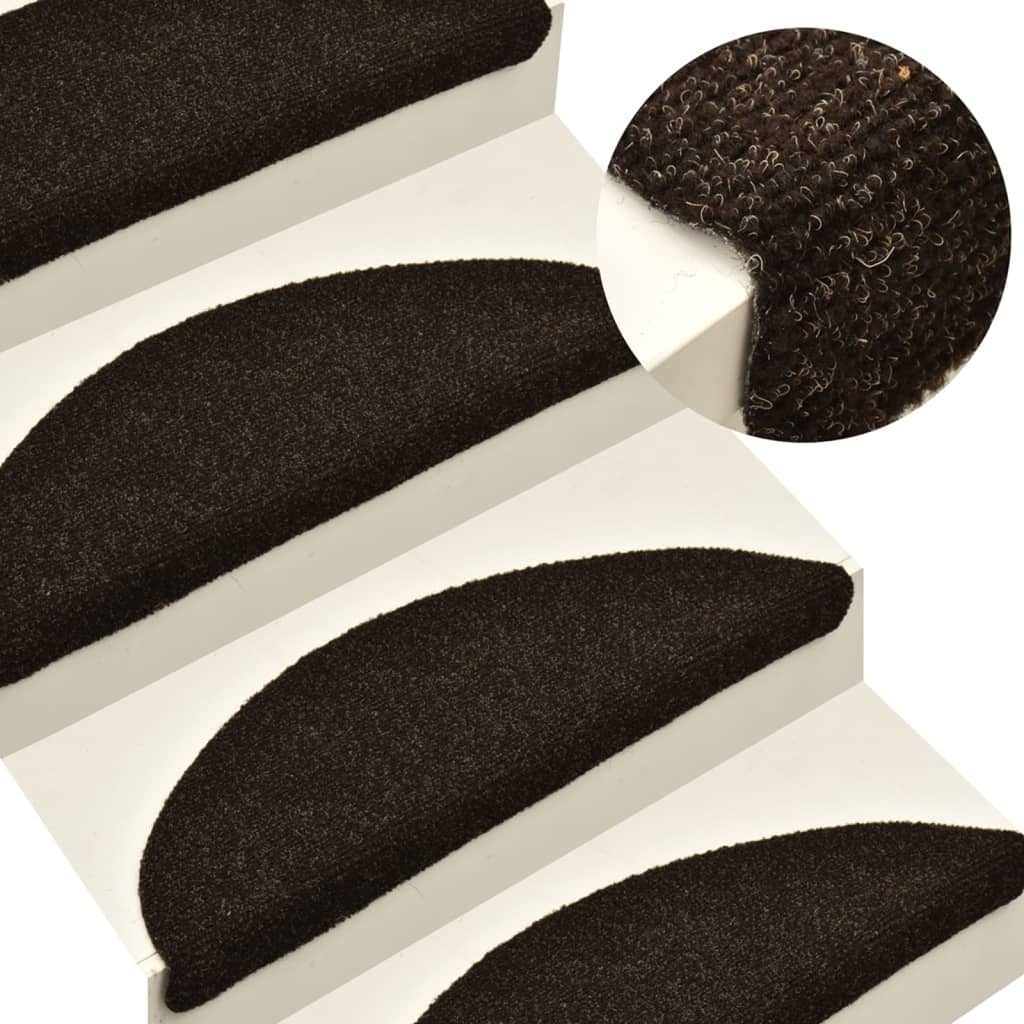 Vidaxx Stufenmatten selbstklebend 5 Stück 65x21x4 cm dunkelbraun halbrund groß
