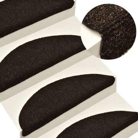 Vidaxx Stufenmatten selbstklebend 5 Stück 65x21x4 cm dunkelbraun halbrund groß