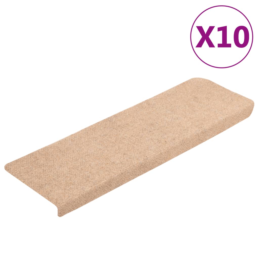 Vidaxl trapmatten 10 st 65x21x4 cm naaldvilt crèmekleurig