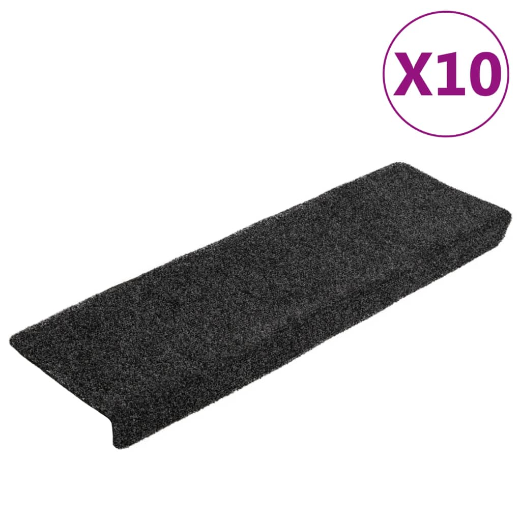 Vidaxl Schodišťové rohože 10 ks 65x21x4 cm jehla cítila šedá