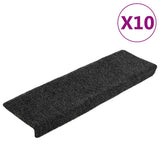 Vidaxl Schodišťové rohože 10 ks 65x21x4 cm jehla cítila šedá