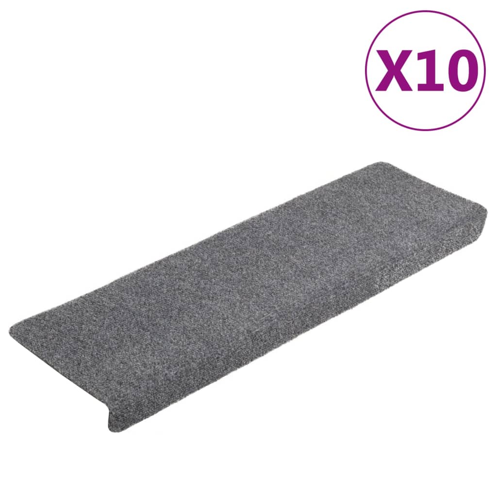 Vidaxl -Treppenmatten 10 PCs 65x21x4 cm Nadel hellgrau