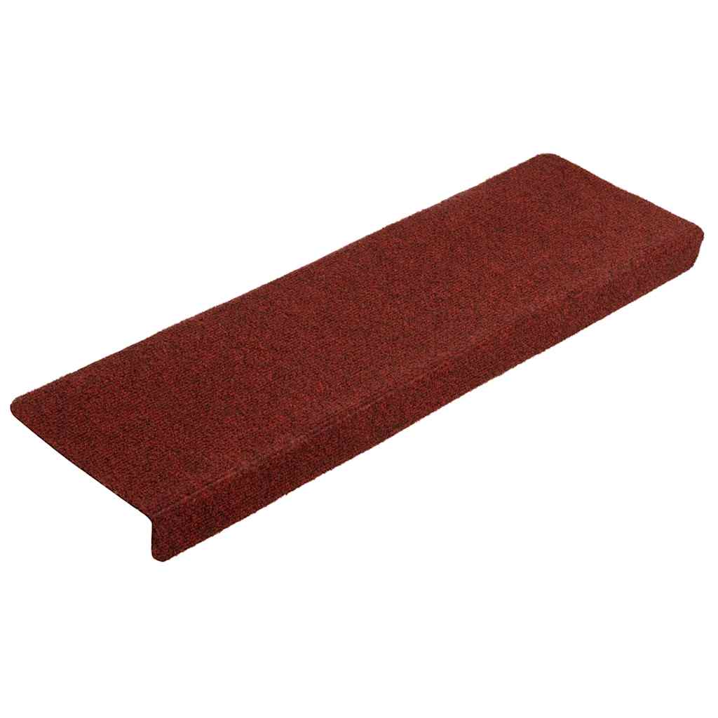 VIDAXL -Treppenmatten Selbstadhäsiv 10 PCs 65x21x4 cm Bordeaux rote rechteckige Kante