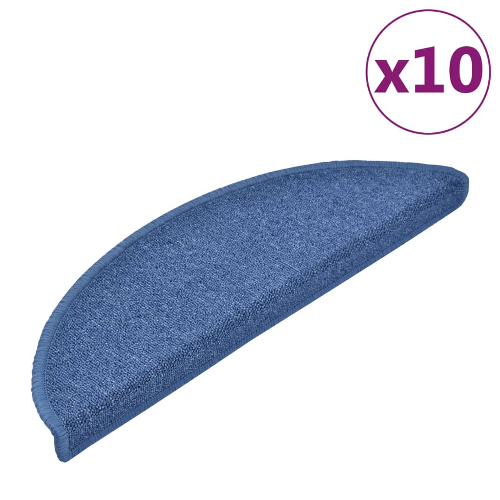 Vidaxl Mats d'escalier 10 st 56x17x3 cm bleu