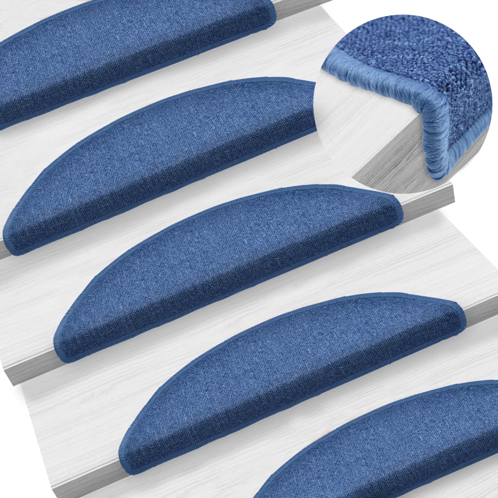 Vidaxl Mats d'escalier 10 st 56x17x3 cm bleu