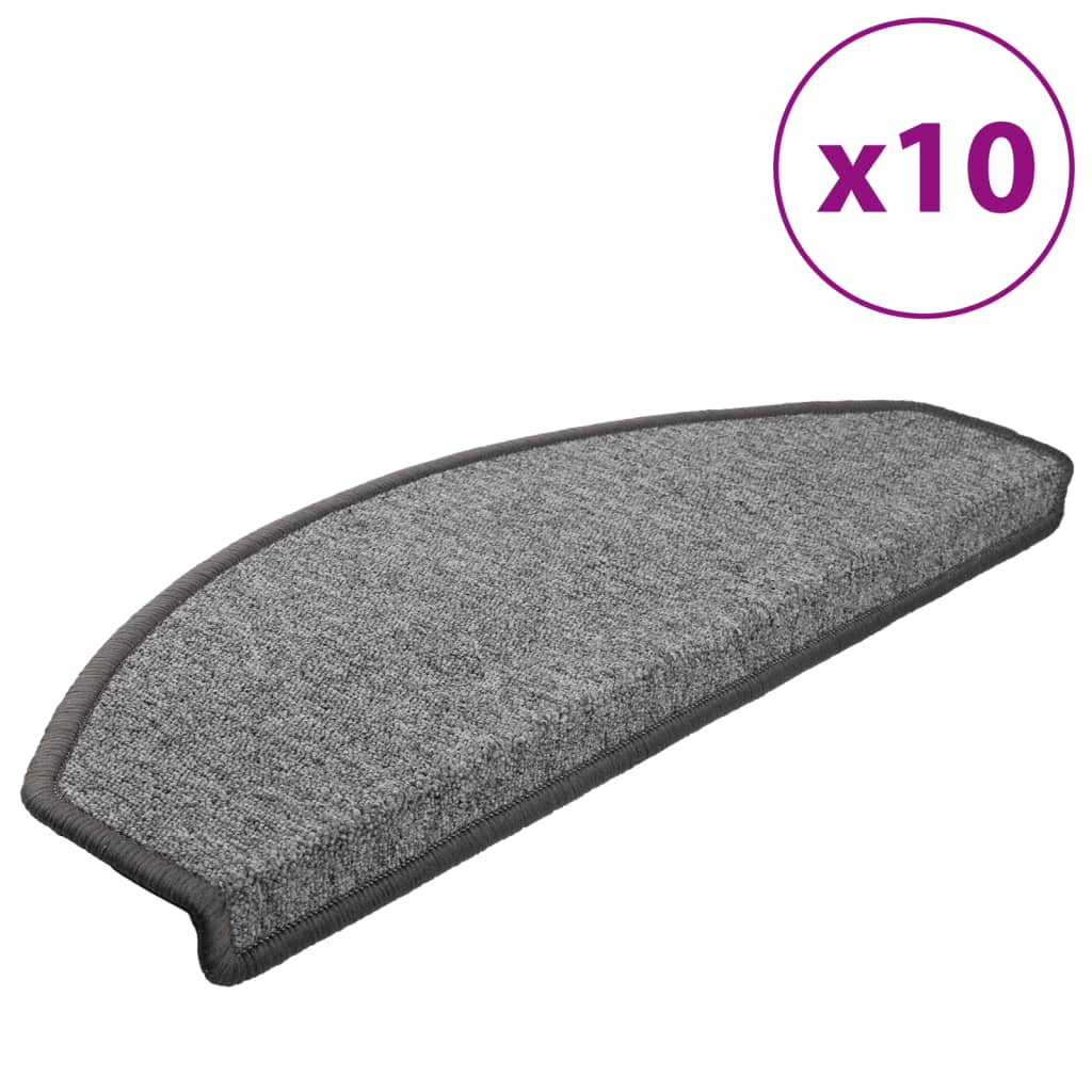 Esteras de escalera de Vidaxl 10 st 65x24x4 cm gris oscuro