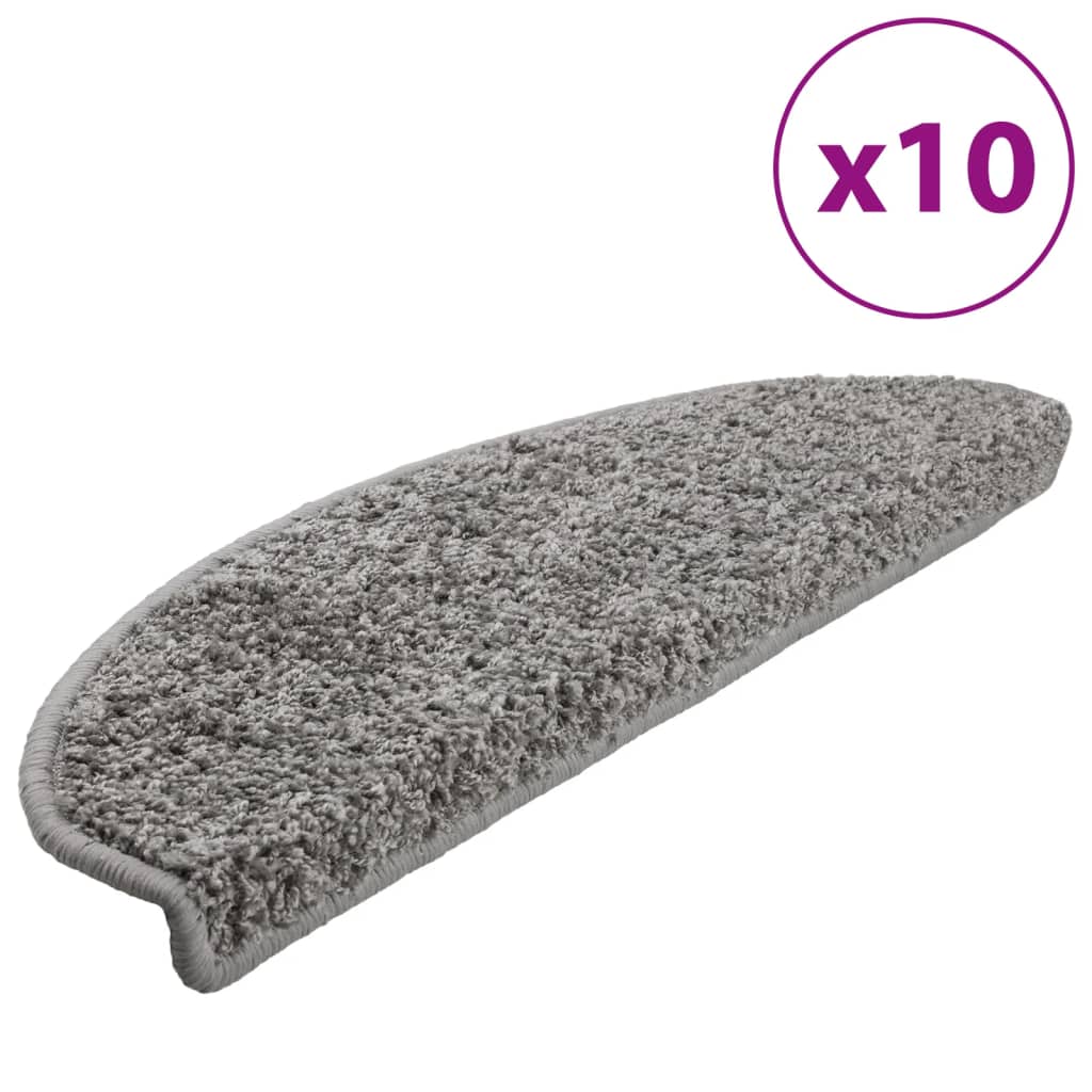 Vidaxl -Treppenmatten 10 ST 65x21x4 cm graue Halbschritte groß