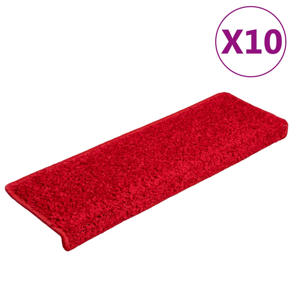 Vidaxl Stair Mats 10 St 65x21x4 cm rød