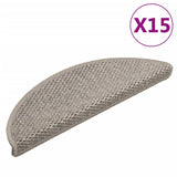 Vidaxl trappematter selvklebende 15 st sisal look 56x17x3cm sølvfarget