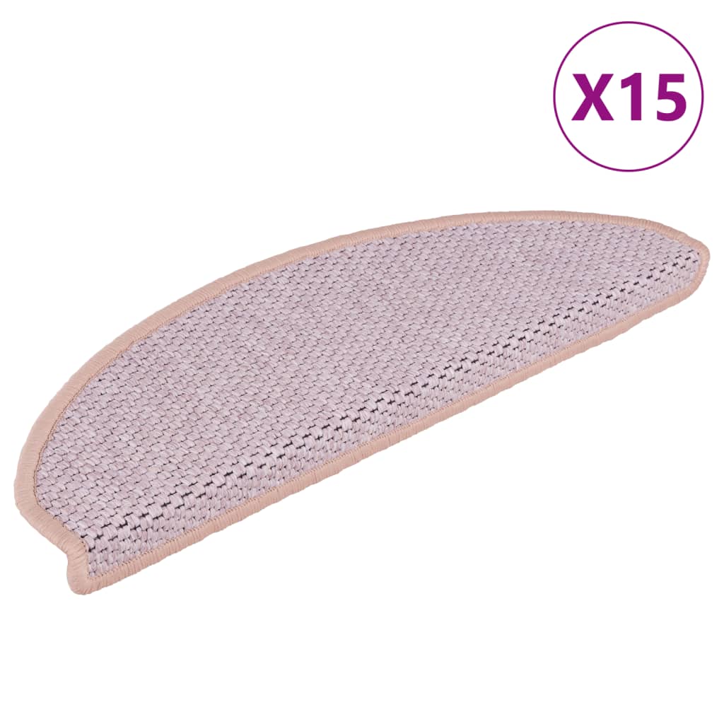 Vidaxl Stair Mats Selflesive 15 St Sisal Look 56x17x3 cm roza