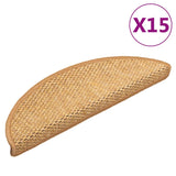 Vidaxl trappematter selvklebende 15 st sisal look 56x17x3 cm sisal farget