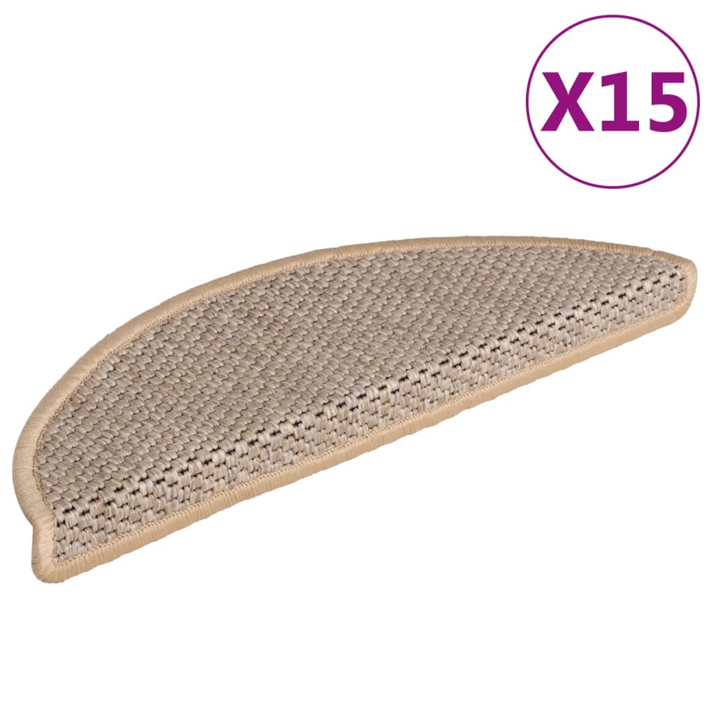 Vidaxl Stair Mats samodhezyjne 15 St Sisal Look 56x17x3 cm lekki beż