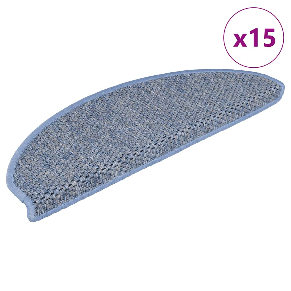 Vidaxl tappetini per autoadesivi 15 St sisal look 65x21x4 cm blu