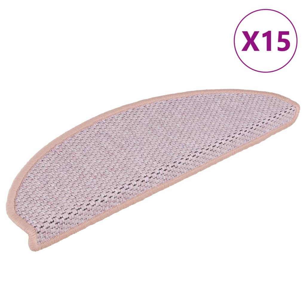 Vidaxl Schodišťové rohože Samolepicí 15 St sisal vzhled 65x21x4 cm růžový