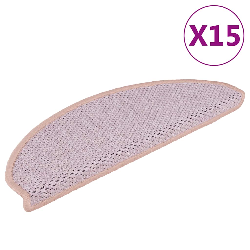 Vidaxl Treppenmatten selbstklebend 15 St. Sisal Look 65x21x4 cm Pink