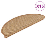 Vidaxl stair mats self-adhesive 15 st sisal look 65x21x4 cm sisal colored