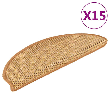 Vidaxl-Treppenmatten selbstklebend 15 St. Sisal Look 65x21x4 cm Sisalfarbe