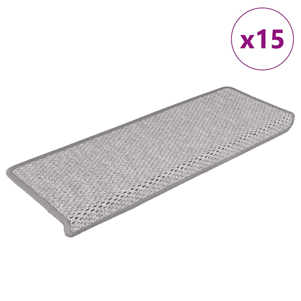 Vidaxl stair mats self-adhesive 15 st sisal look 65x21x4 cm Platina color