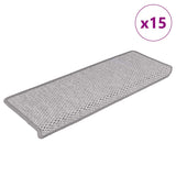 Vidaxl trapmatten zelfklevend 15 st sisal-look 65x21x4 cm platinakleur