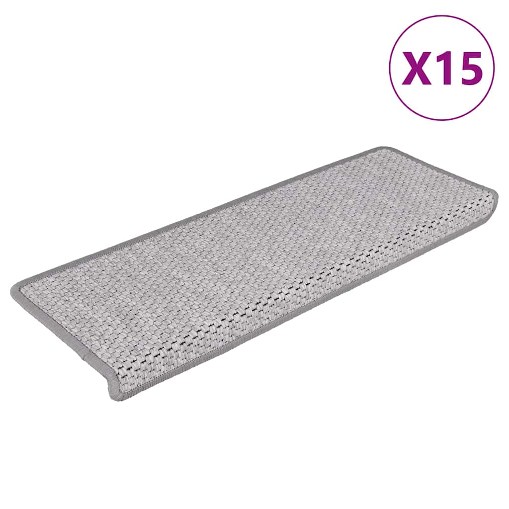 Vidaxl Stair Mats Selflezivni 15 St Sisal Look 65x21x4 cm Platina barva