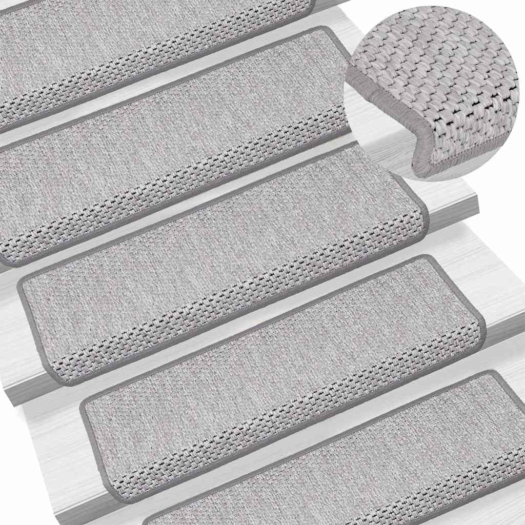 Vidaxl Stair Mats Selflezivni 15 St Sisal Look 65x21x4 cm Platina barva